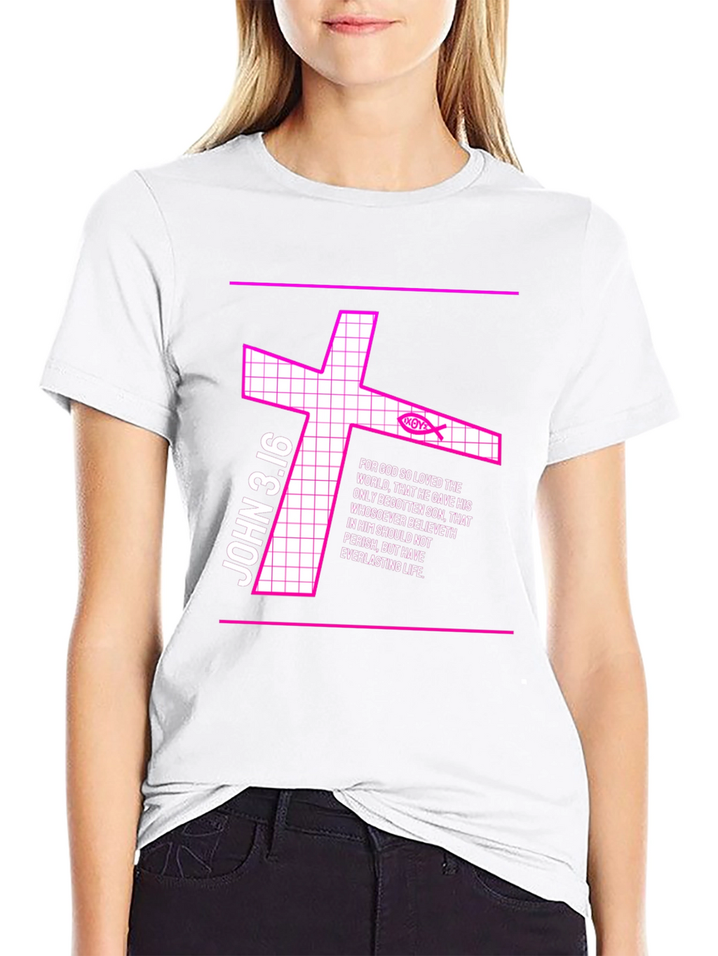 John 3:16 Graphic Tee - Christian Cross Design