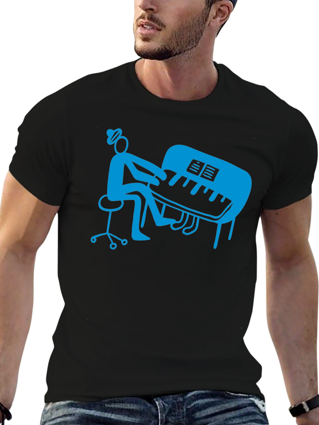 Piano Player Graphic T-Shirt - Stylish Musician Tee