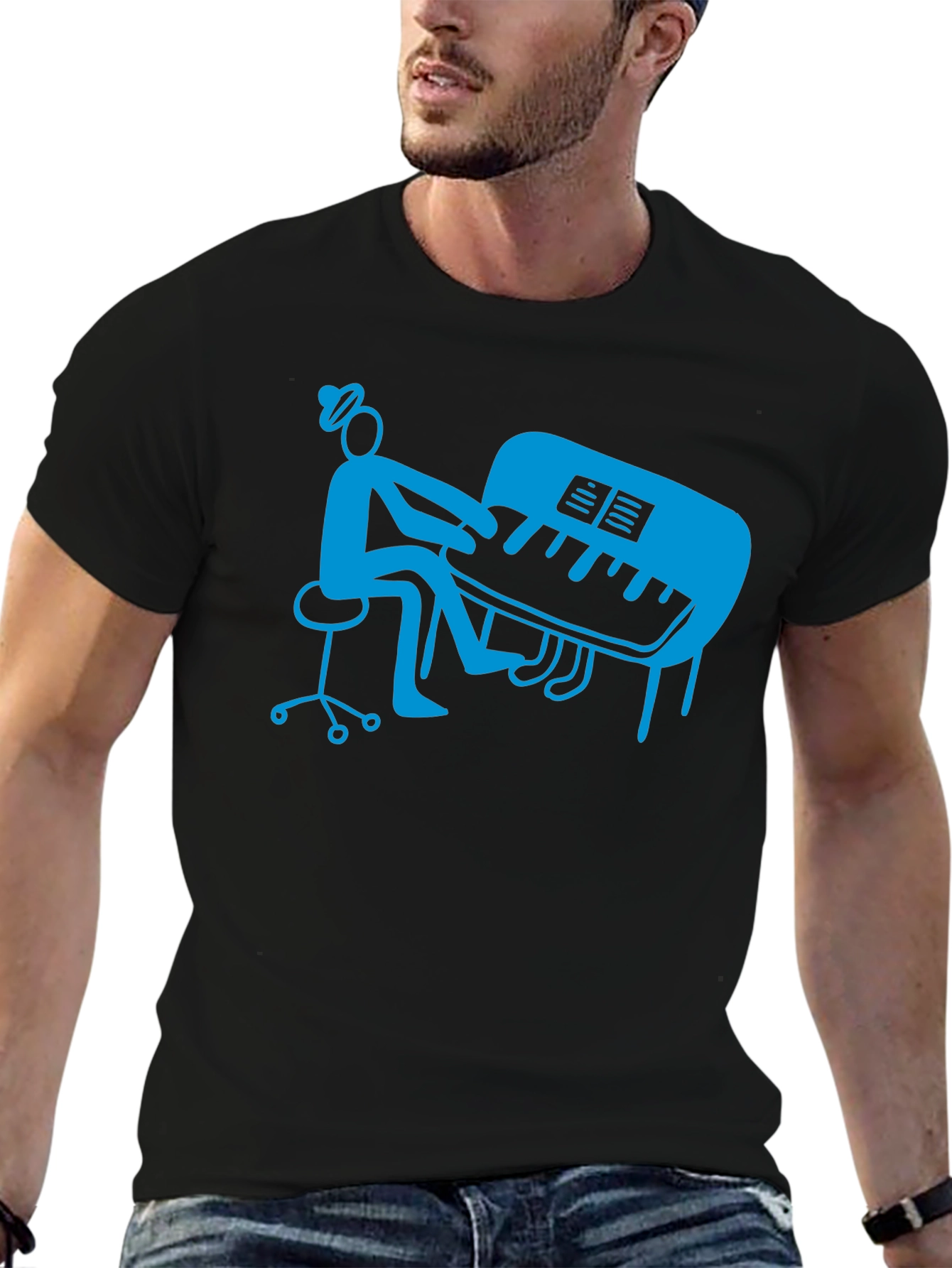 Piano Player Graphic T-Shirt - Stylish Musician Tee