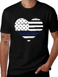Thin Blue Line Heart Flag Graphic T-Shirt