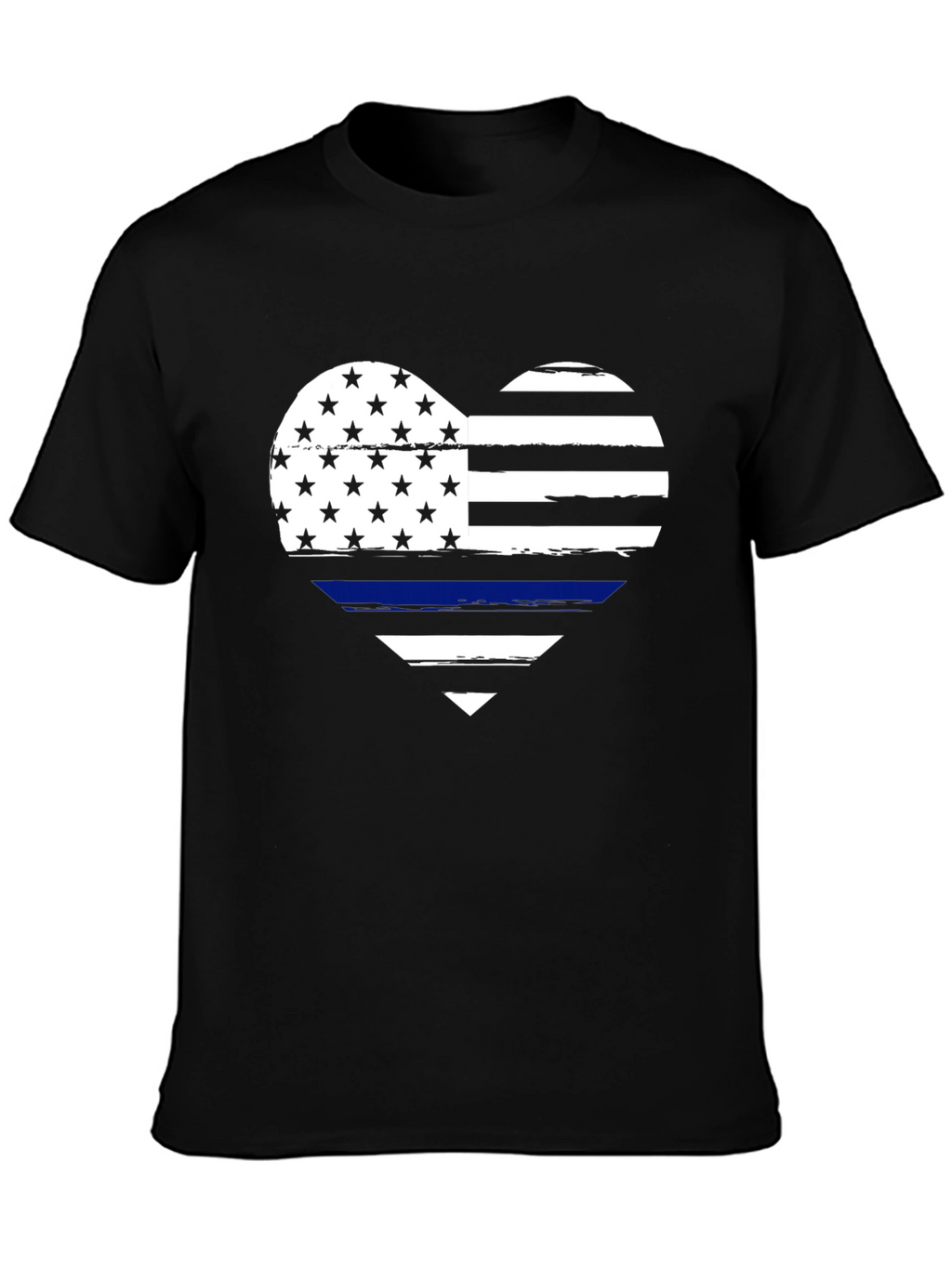 Thin Blue Line Heart Flag Graphic T-Shirt