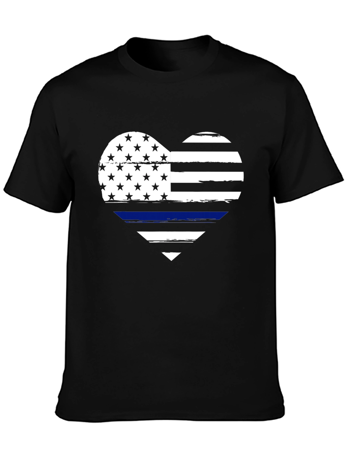 Thin Blue Line Heart Flag Graphic T-Shirt