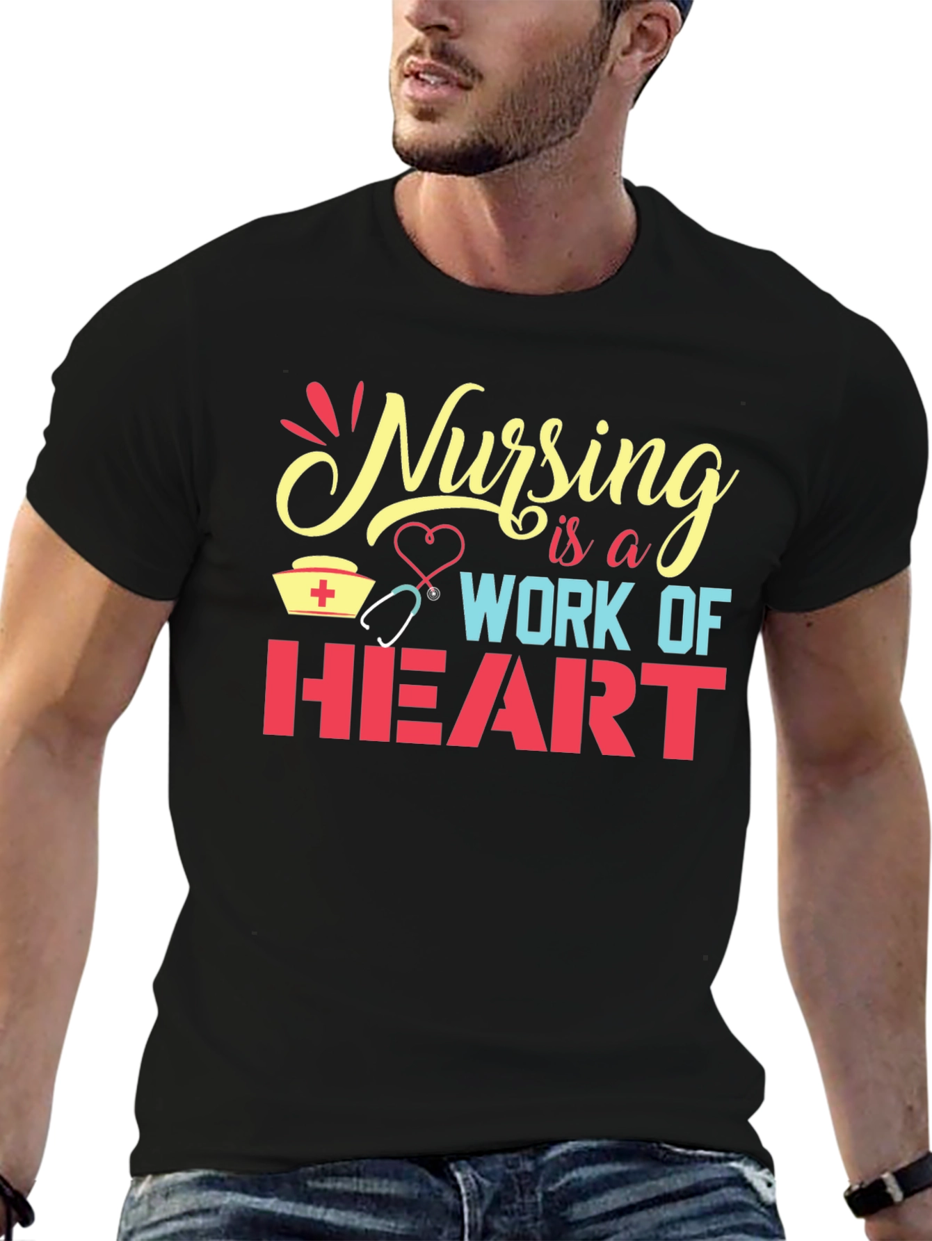 Nursing is a Work of Heart Graphic Tee