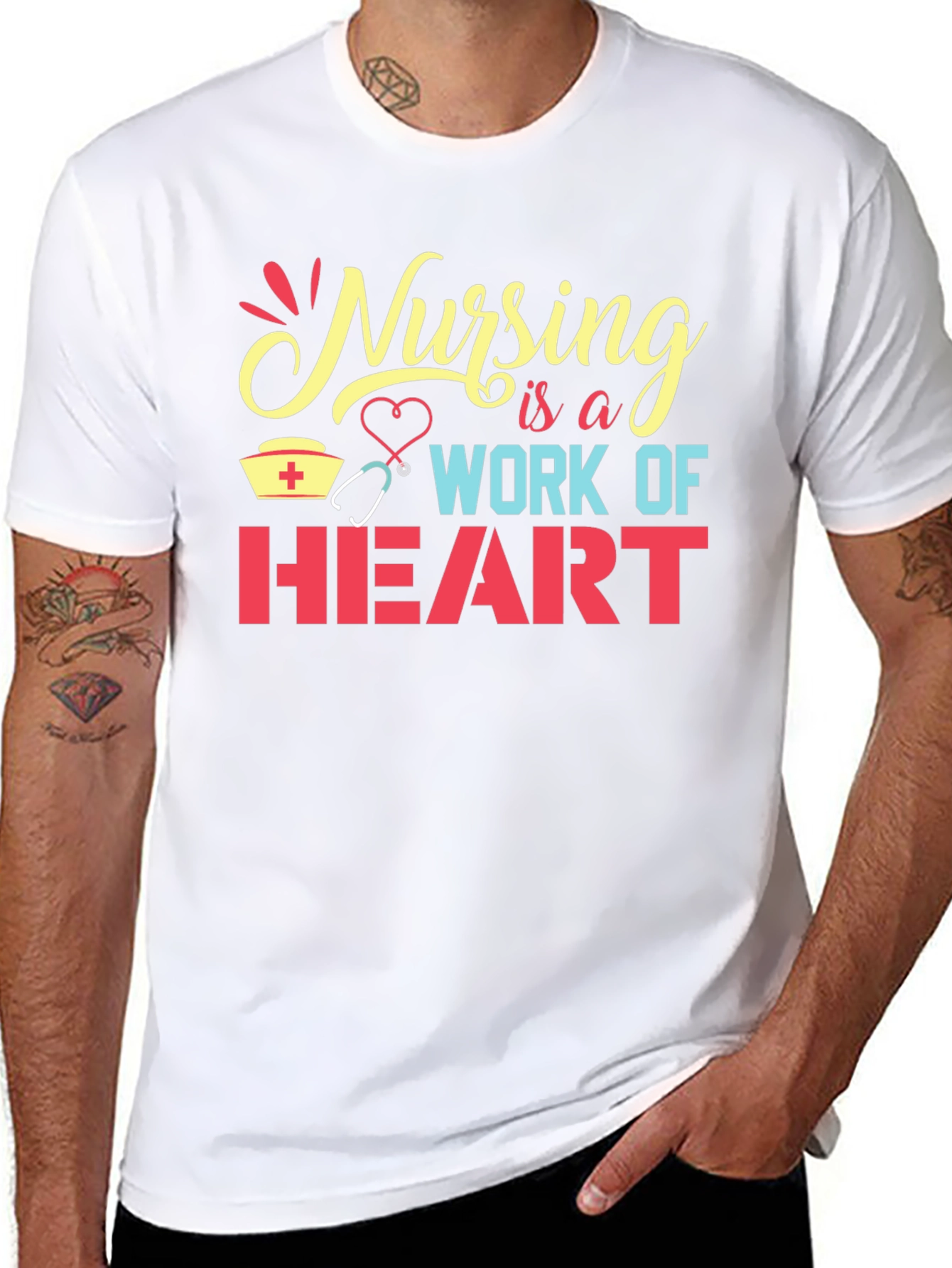 Nursing is a Work of Heart Graphic Tee