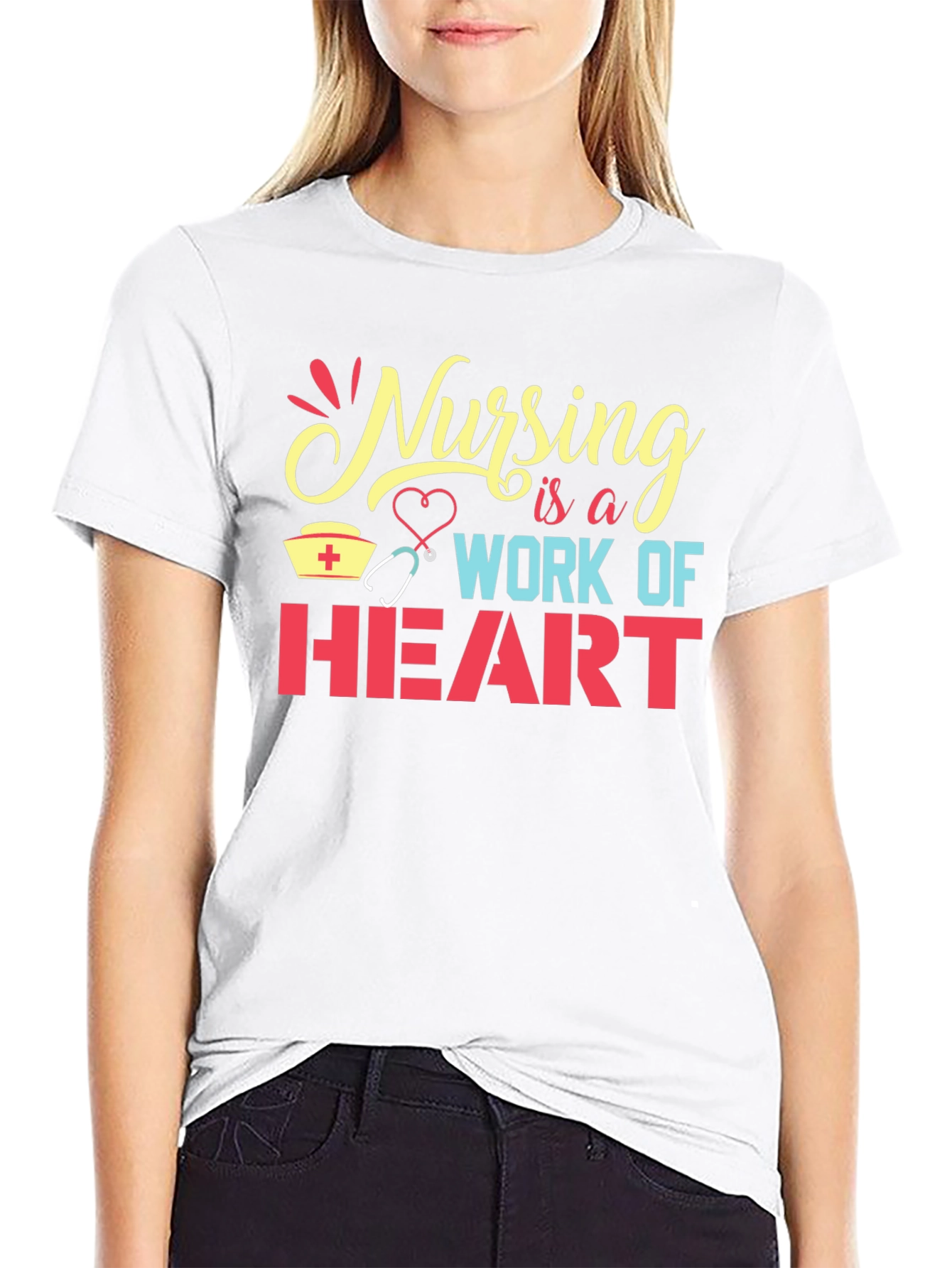 Nursing is a Work of Heart Graphic Tee