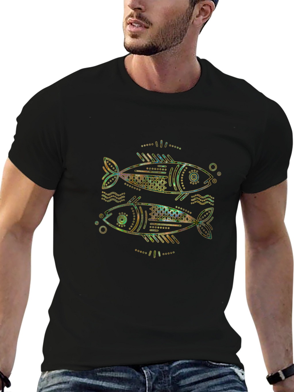 Two Fish Graphic T-Shirt - Unisex Black Tee