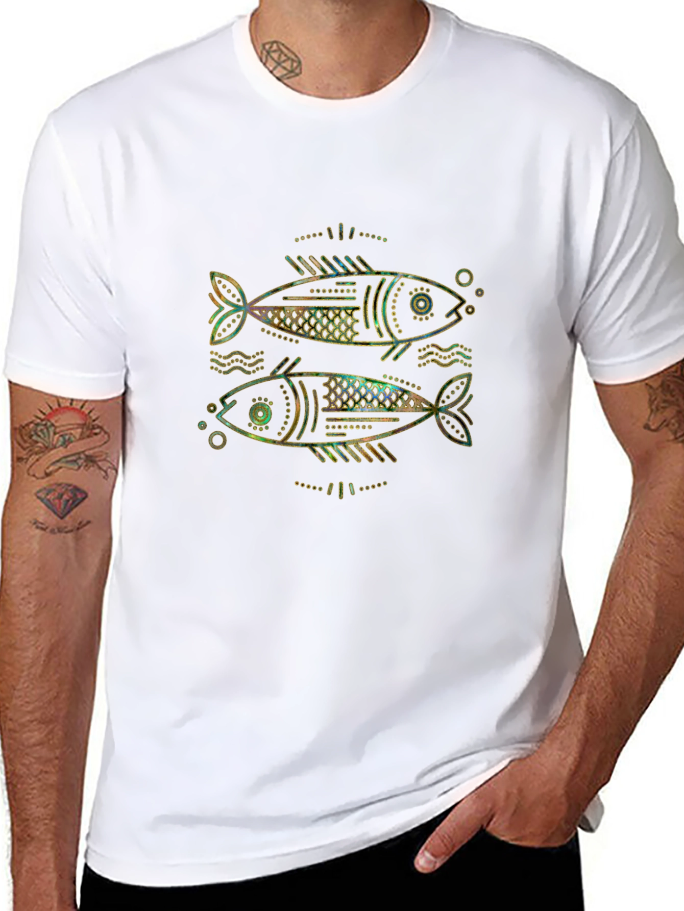 Two Fish Graphic T-Shirt - Unisex Black Tee