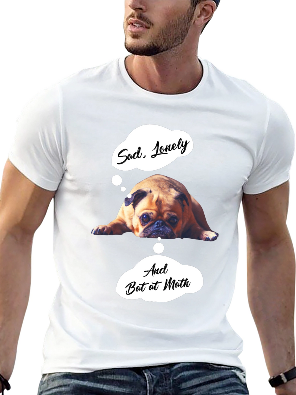 Sad Pug Graphic T-Shirt - Funny Math Tee