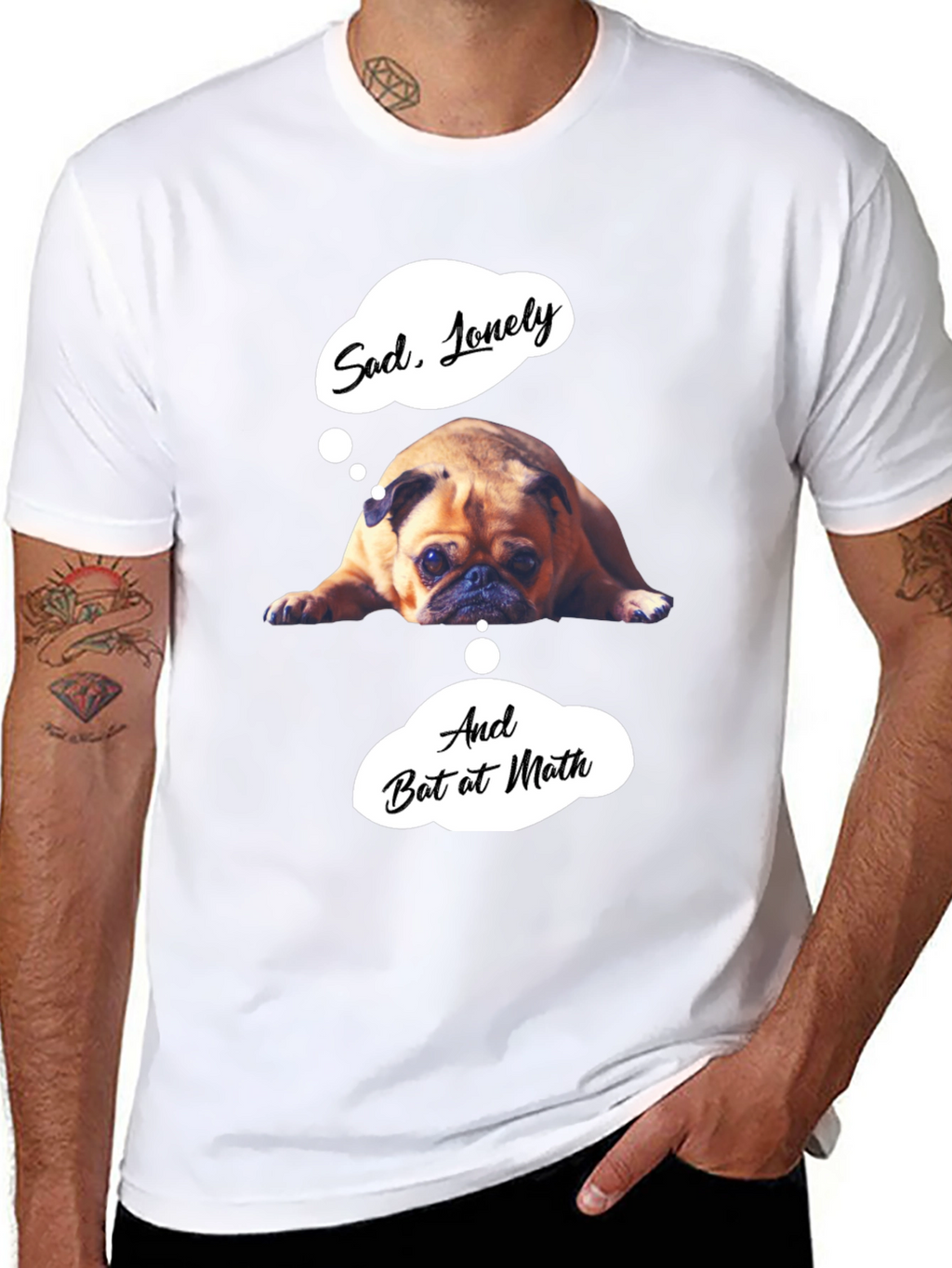 Sad Pug Graphic T-Shirt - Funny Math Tee