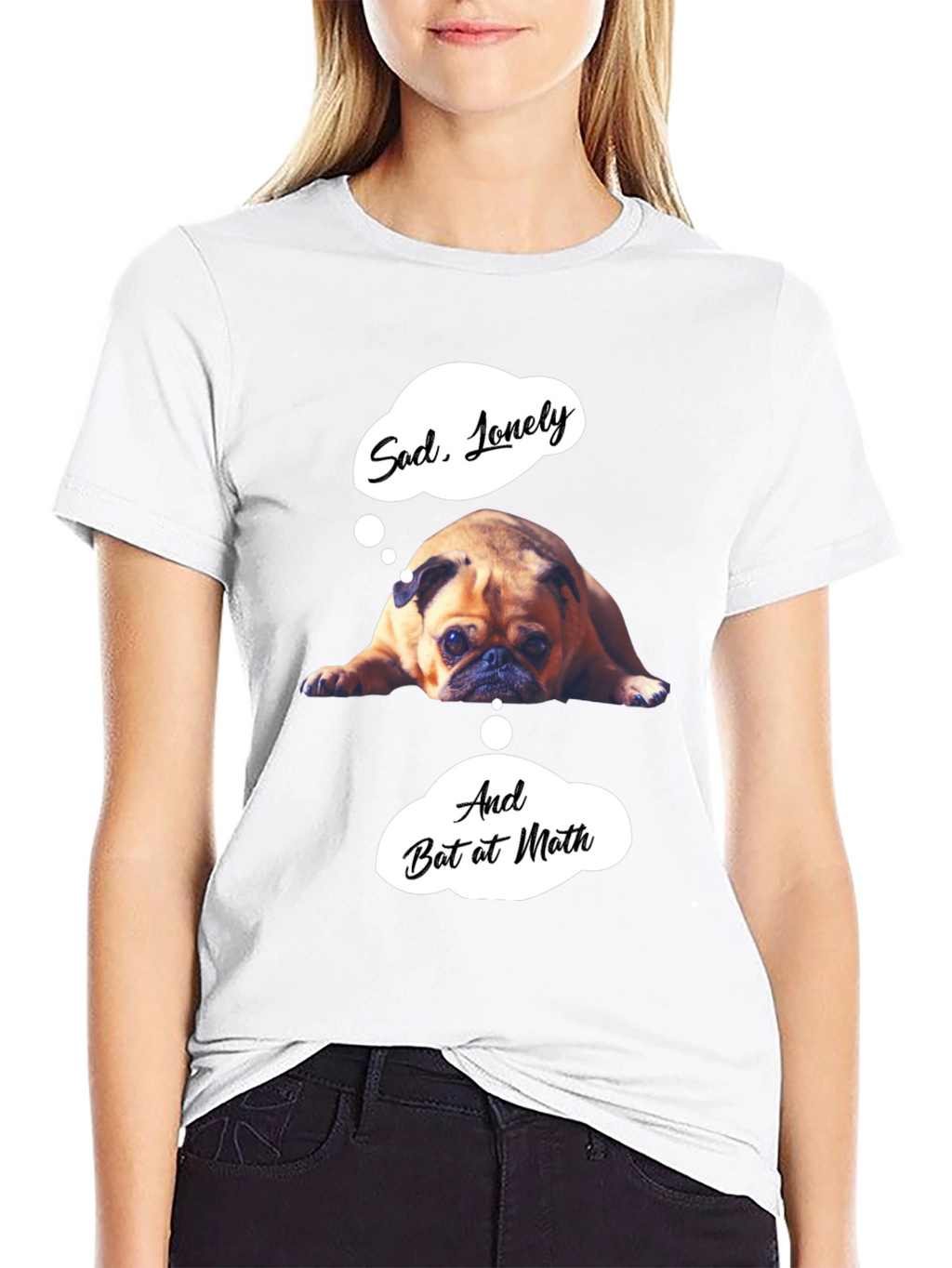 Sad Pug Graphic T-Shirt - Funny Math Tee