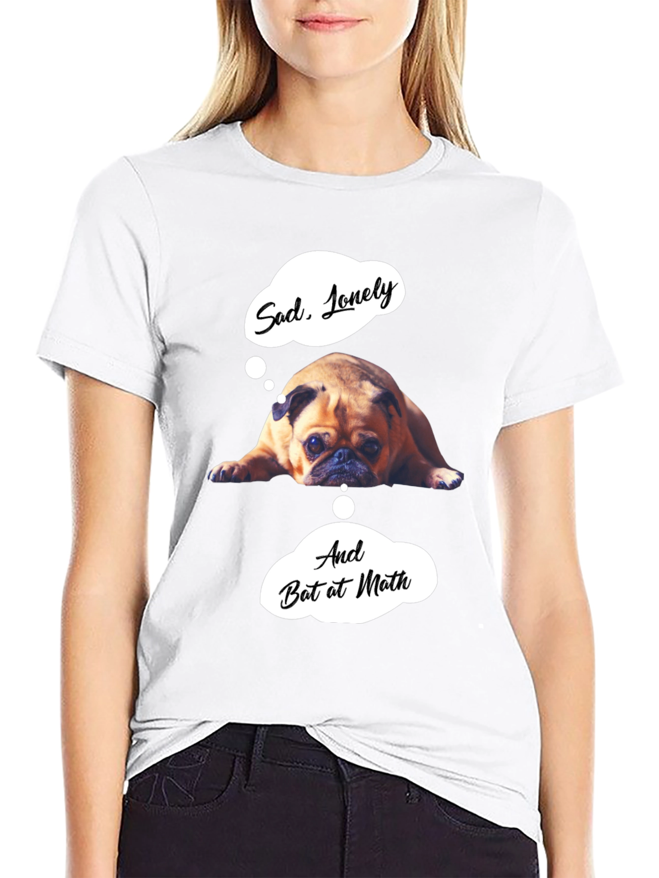 Sad Pug Graphic T-Shirt - Funny Math Tee