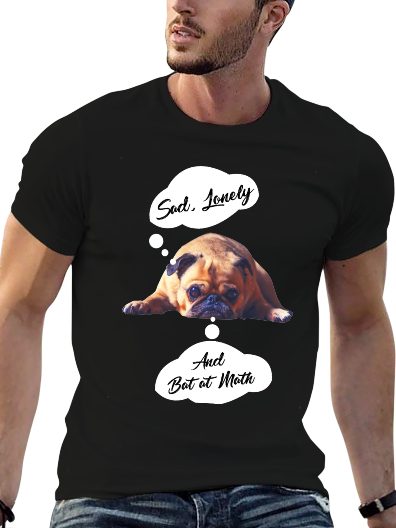 Sad Pug Graphic T-Shirt - Funny Math Tee