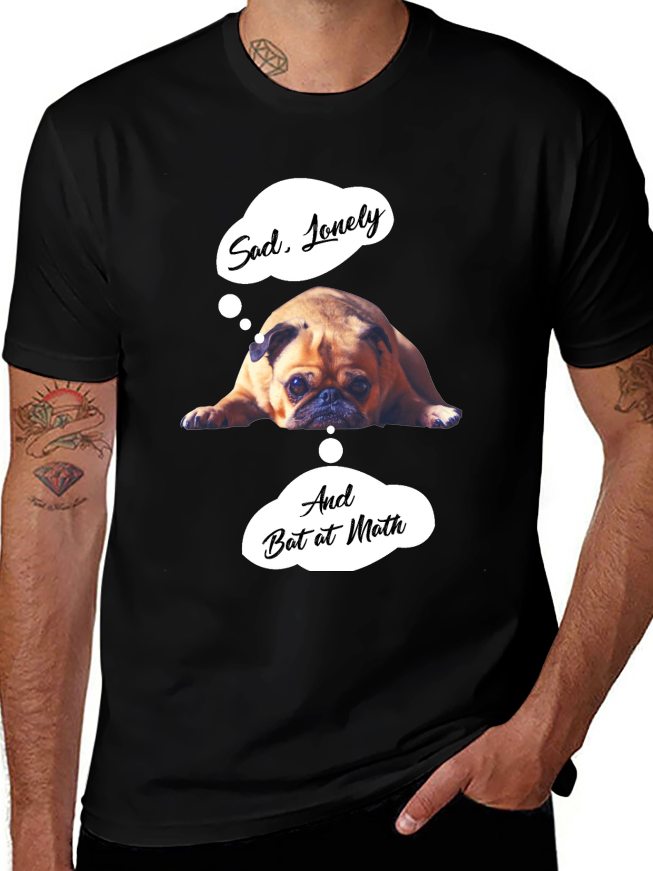 Sad Pug Graphic T-Shirt - Funny Math Tee