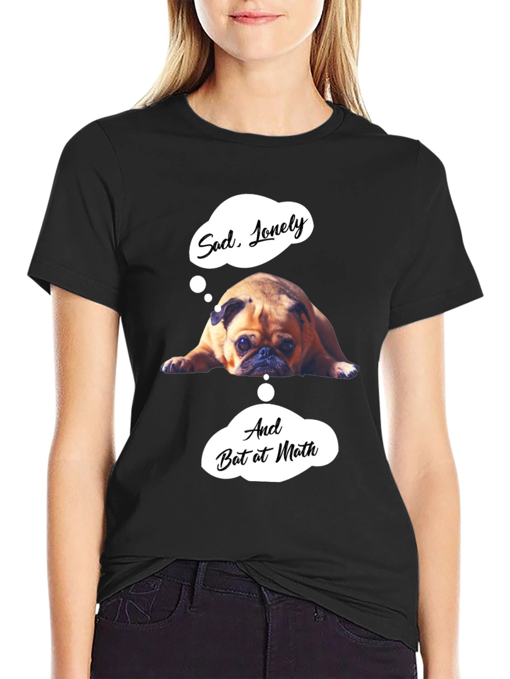 Sad Pug Graphic T-Shirt - Funny Math Tee