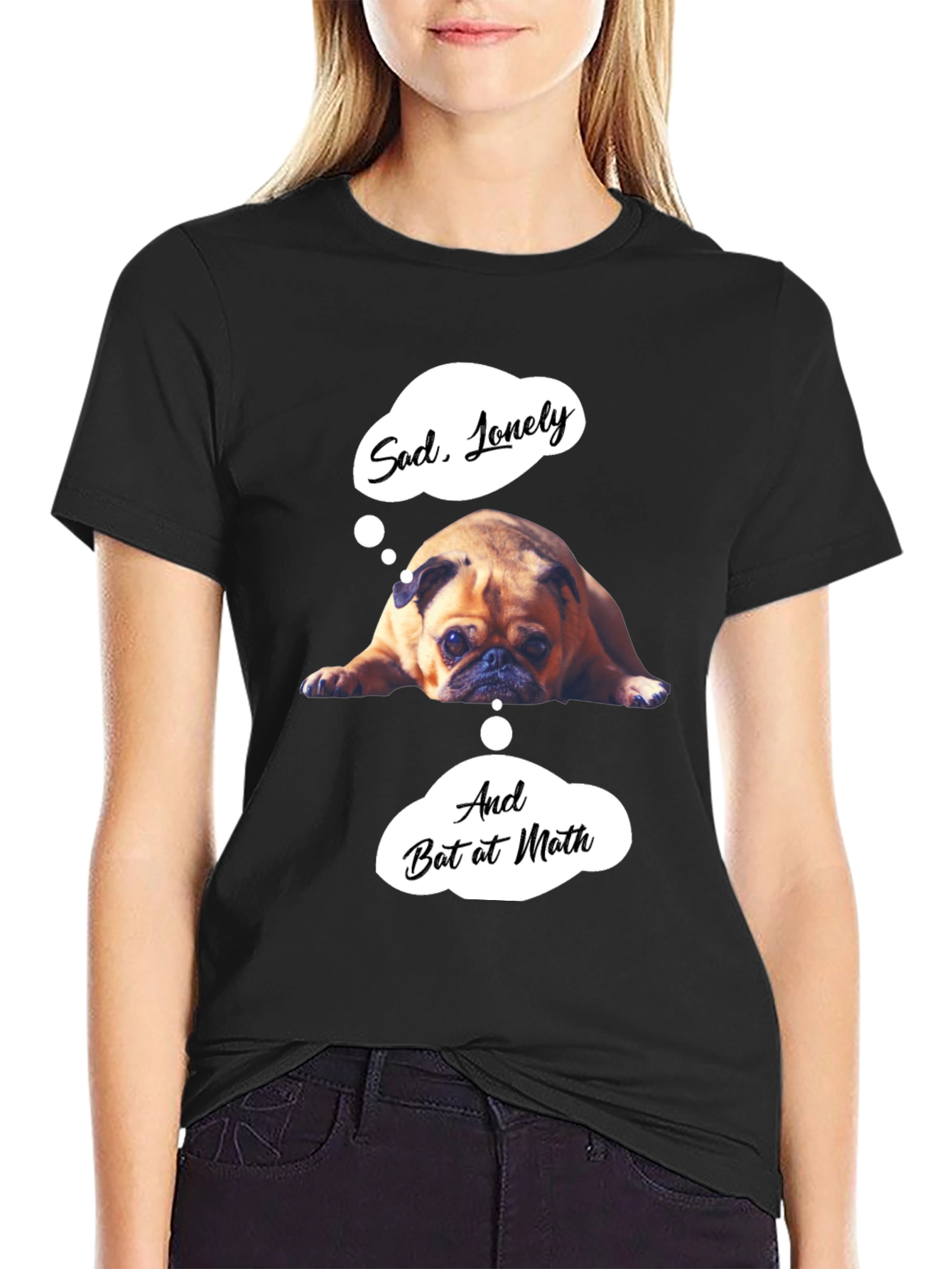 Sad Pug Graphic T-Shirt - Funny Math Tee