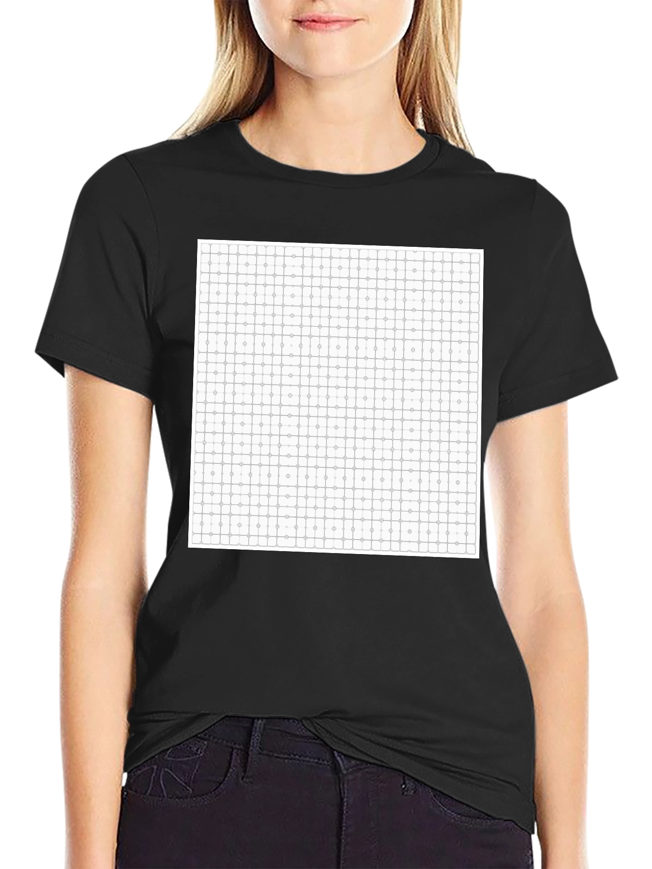 Geometric Grid T-Shirt - Modern Pattern Tee