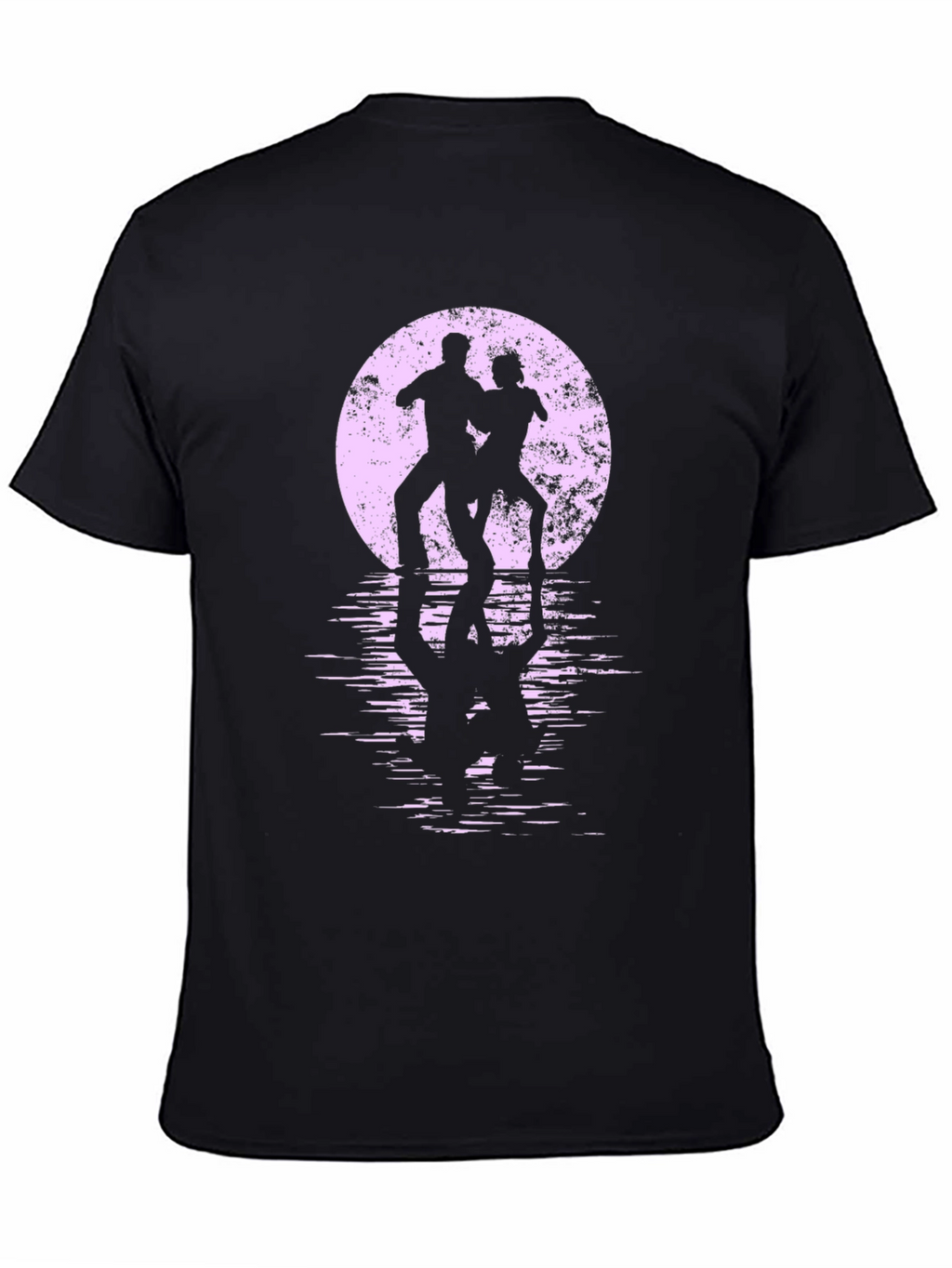 Silhouette Dancers T-Shirt - Retro Moon Reflection Design