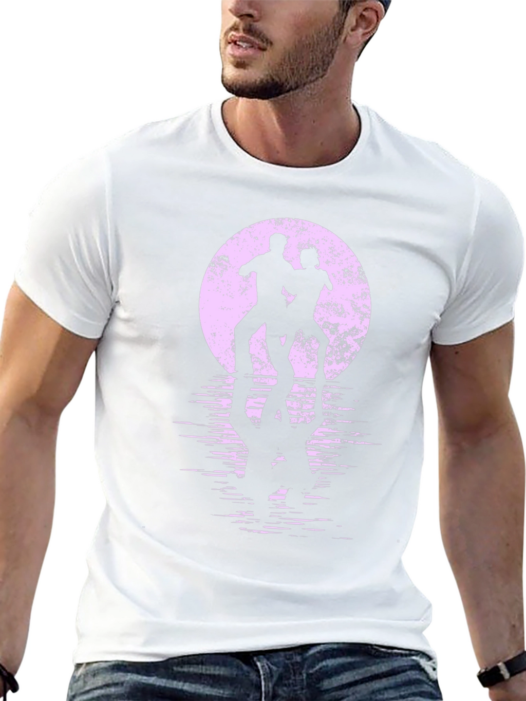 Silhouette Dancers T-Shirt - Retro Moon Reflection Design