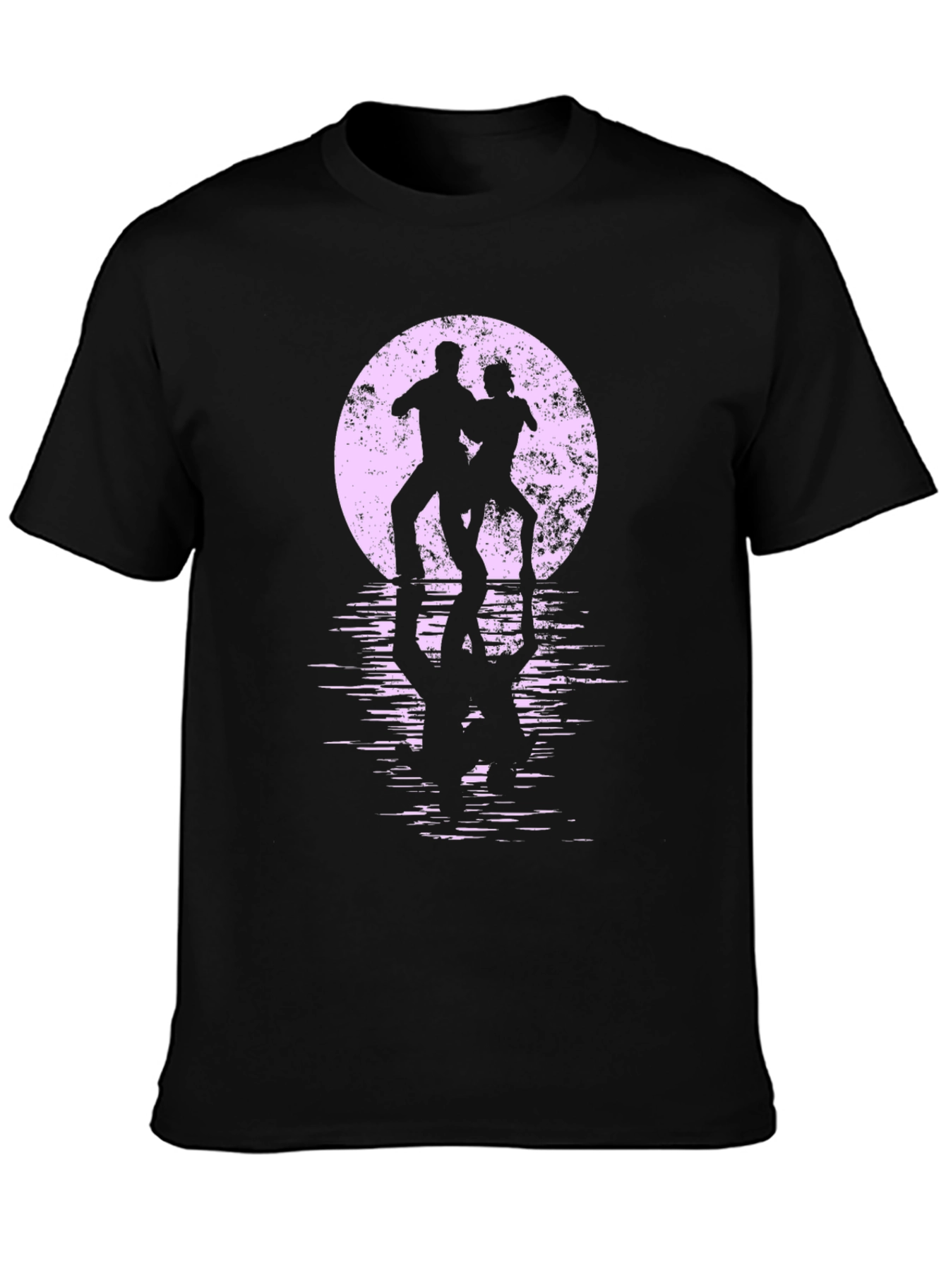 Silhouette Dancers T-Shirt - Retro Moon Reflection Design