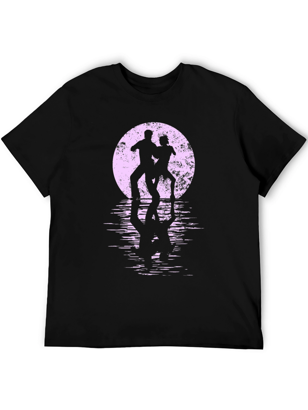 Silhouette Dancers T-Shirt - Retro Moon Reflection Design