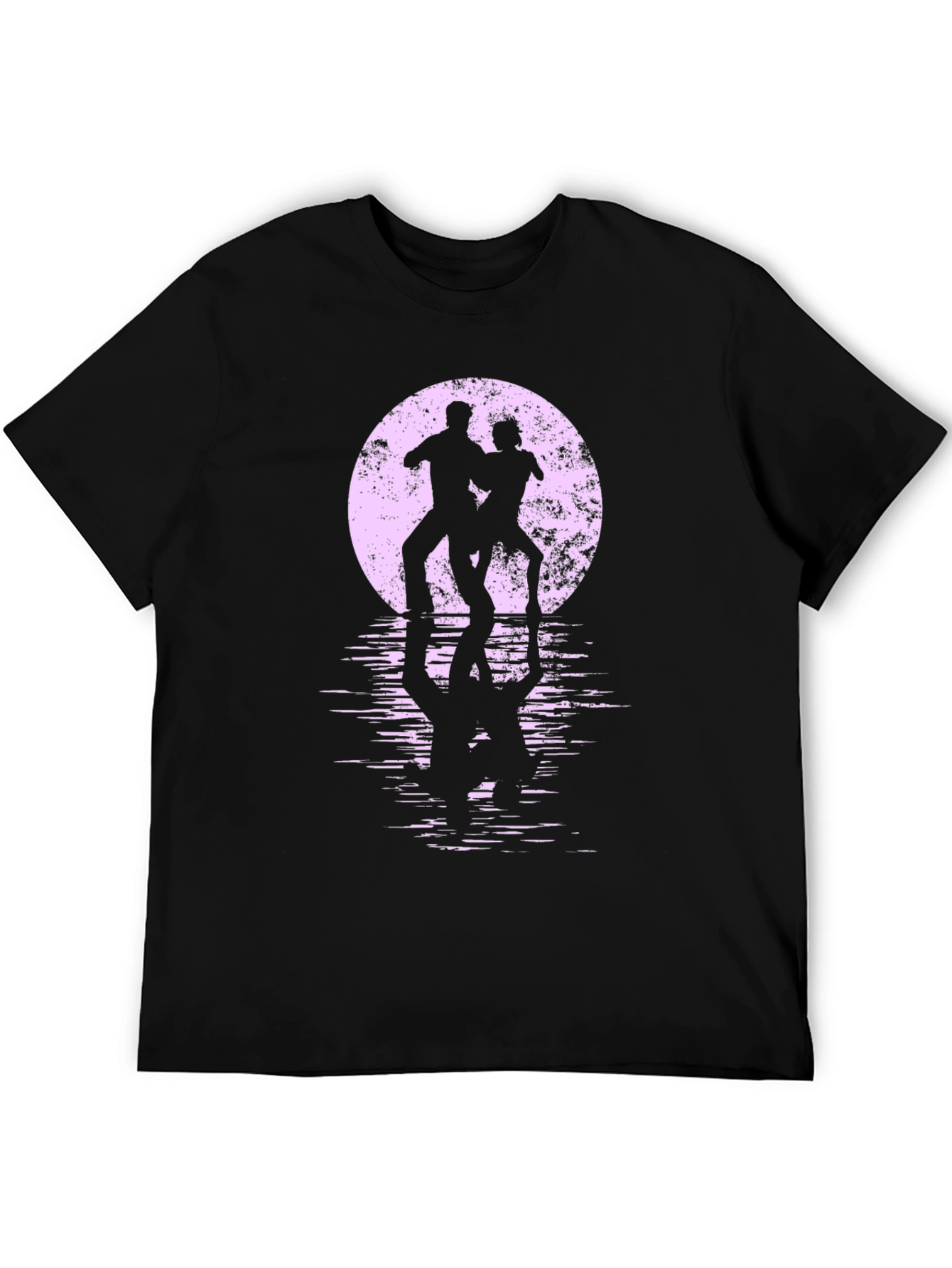 Silhouette Dancers T-Shirt - Retro Moon Reflection Design