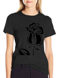 Rose Graphic Tee - Black Casual Comfort