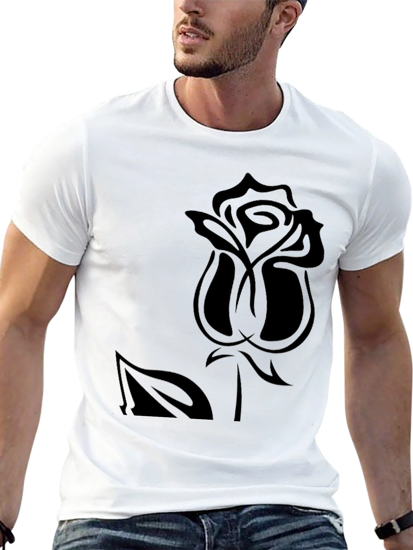 Rose Graphic Tee - Black Casual Comfort