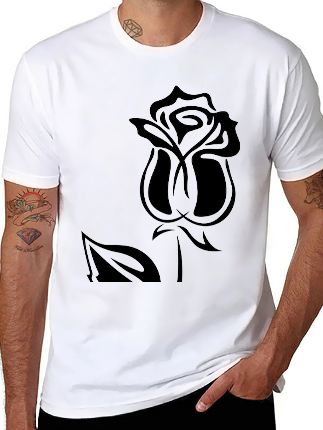 Rose Graphic Tee - Black Casual Comfort