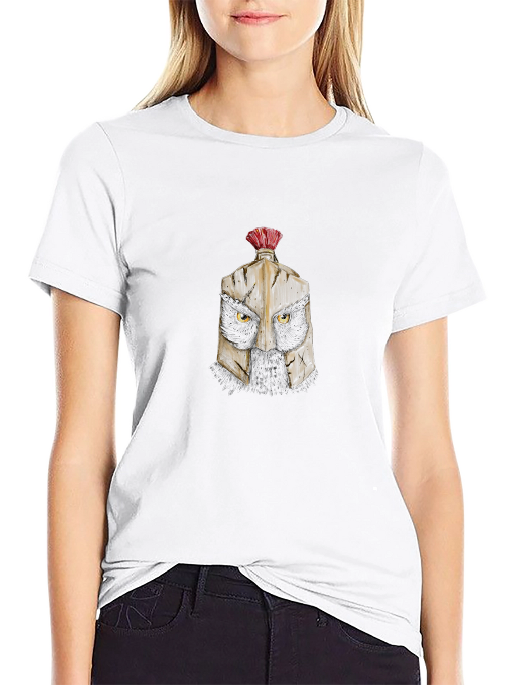 Spartan Cat Graphic Tee - Black Cotton Blend T-Shirt