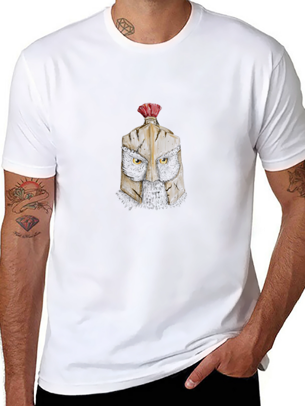 Spartan Cat Graphic Tee - Black Cotton Blend T-Shirt