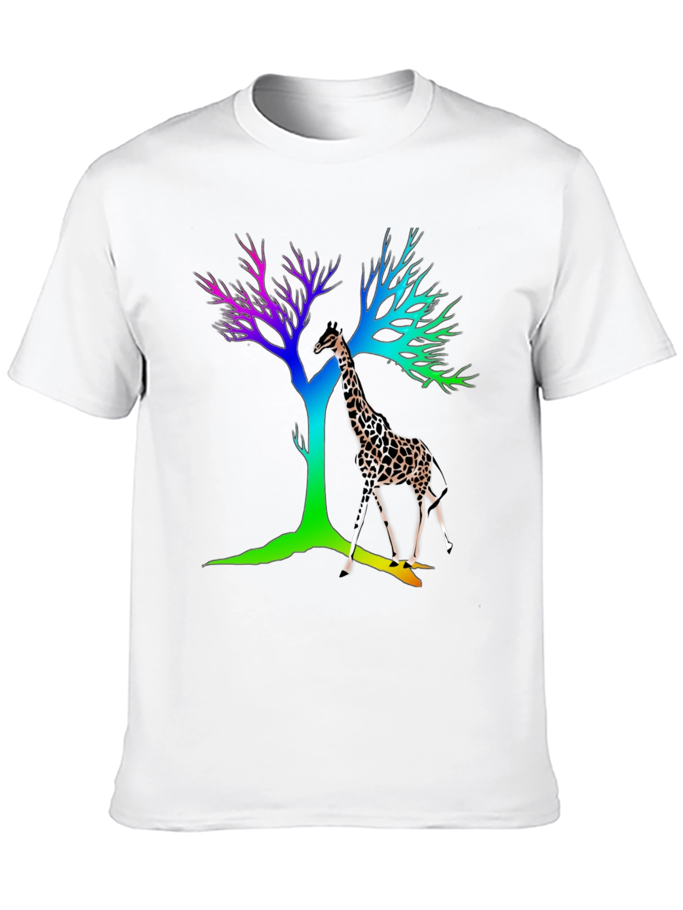Rainbow Giraffe Tree Graphic Tee