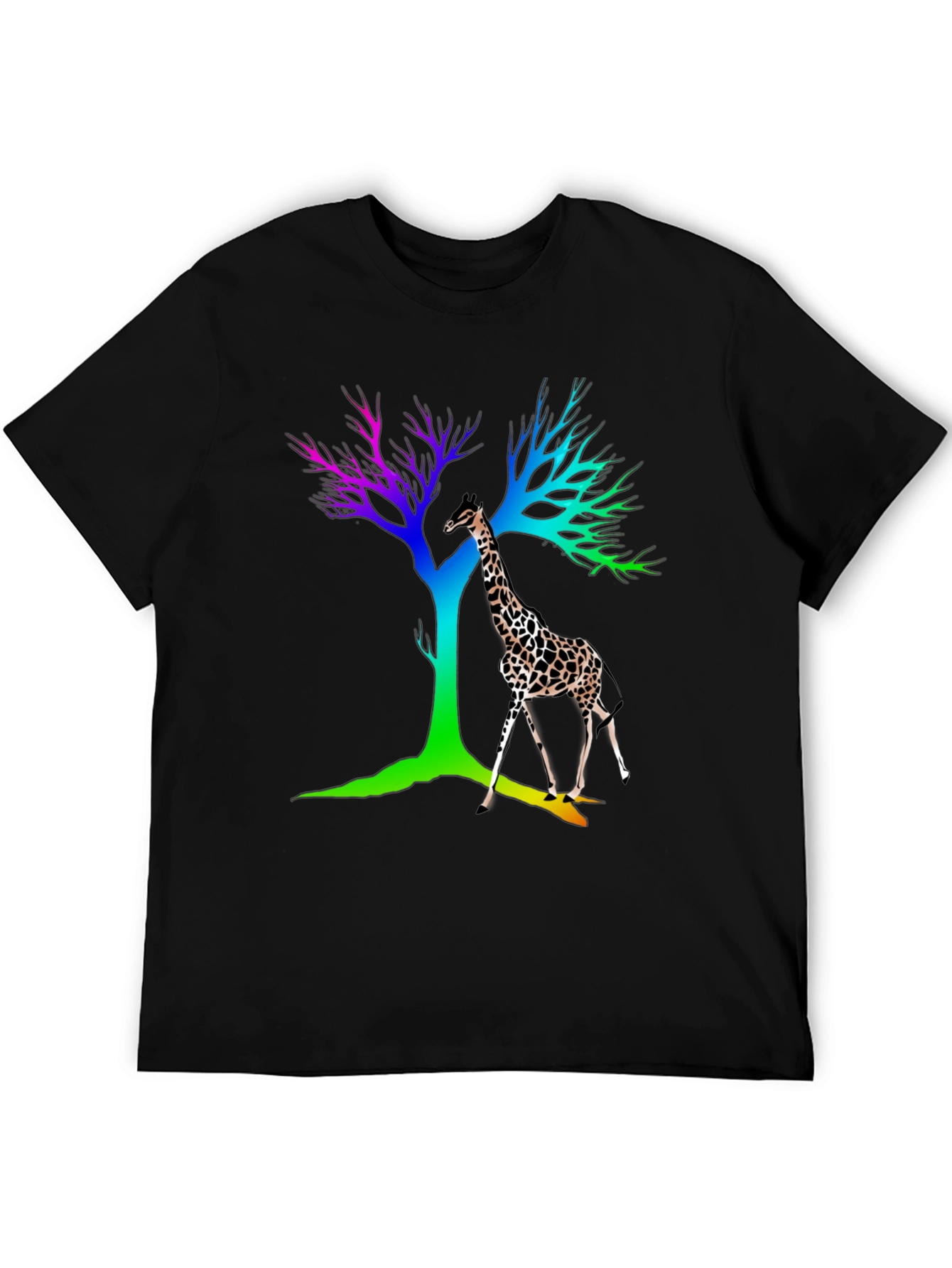 Rainbow Giraffe Tree Graphic Tee