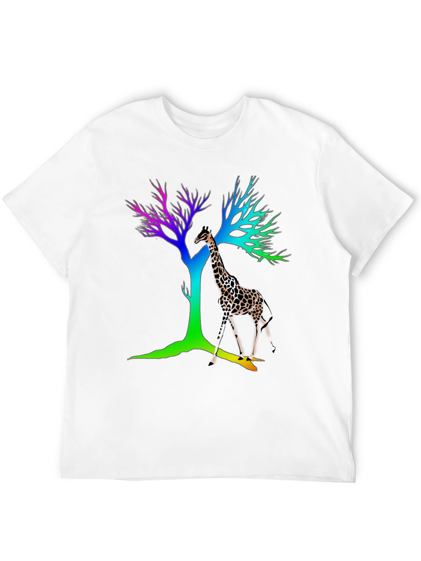 Rainbow Giraffe Tree Graphic Tee