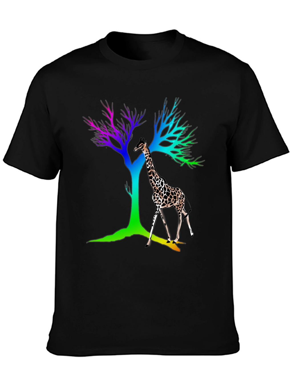 Rainbow Giraffe Tree Graphic Tee