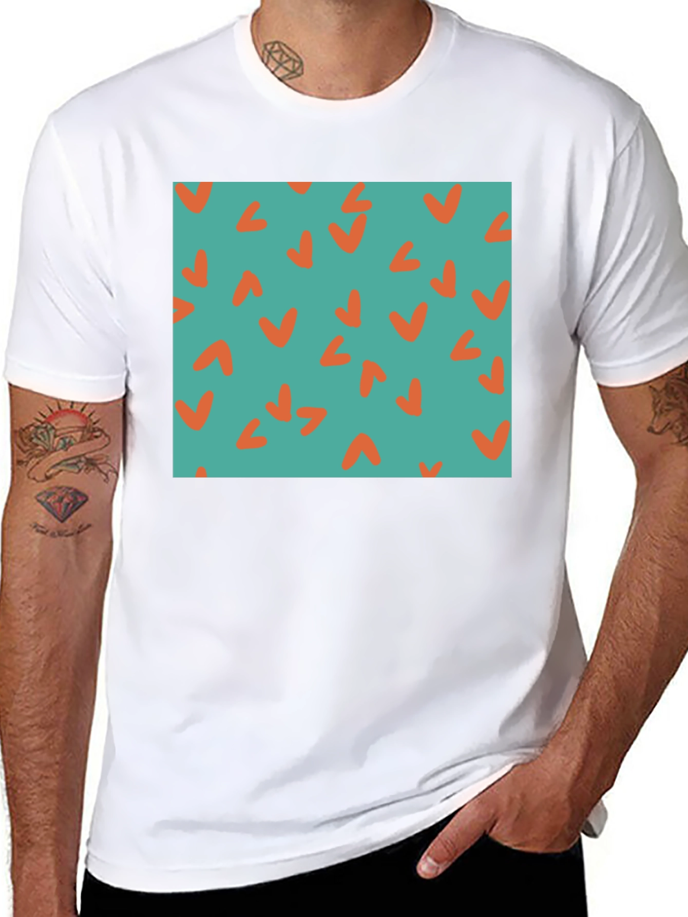 Retro Teal & Orange Checkmark Tee