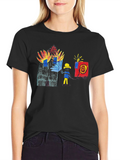 Fireman Drawing Graphic Black T-Shirt