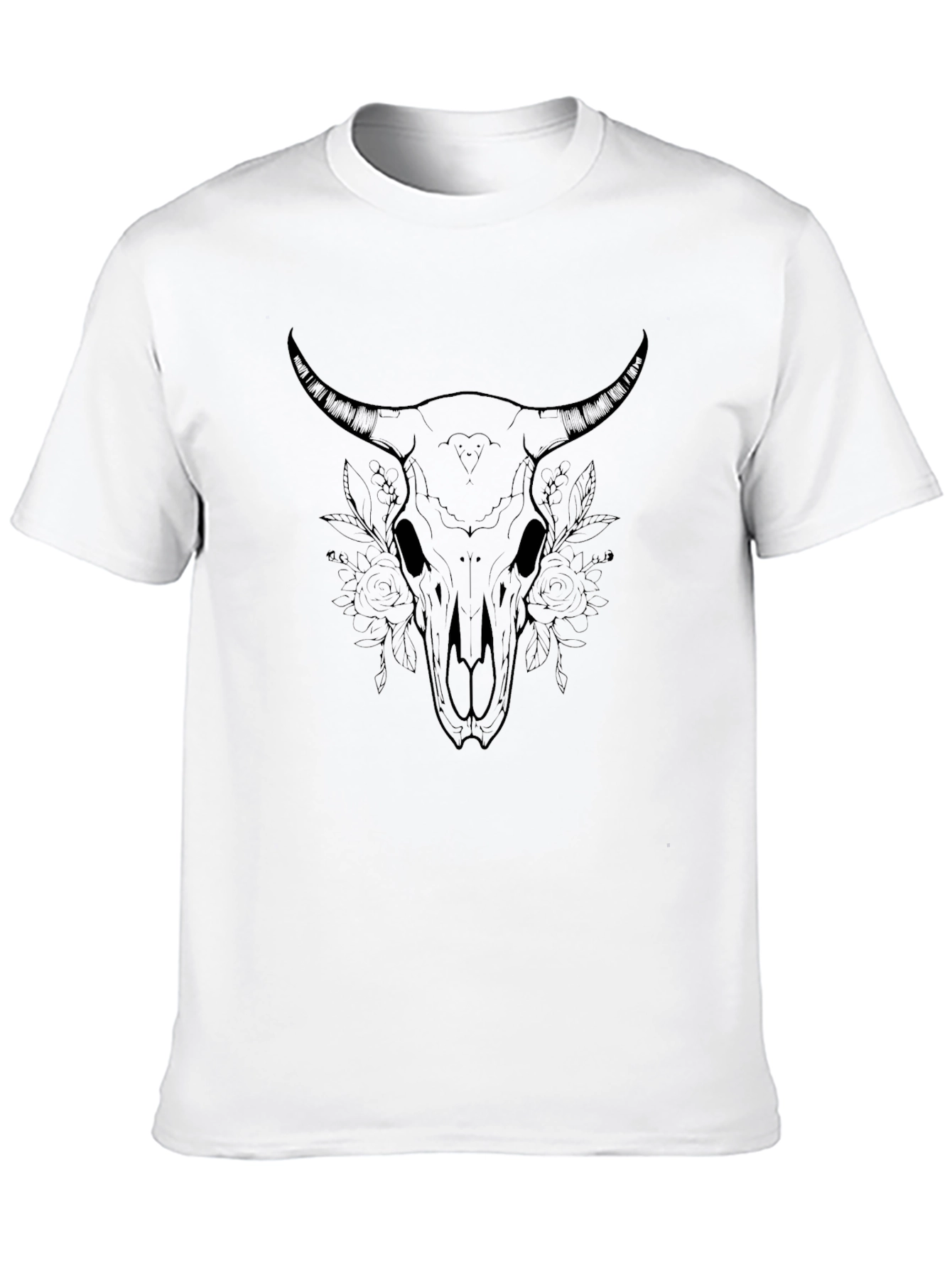 Black Bull Skull Graphic Tee - Stylish & Edgy