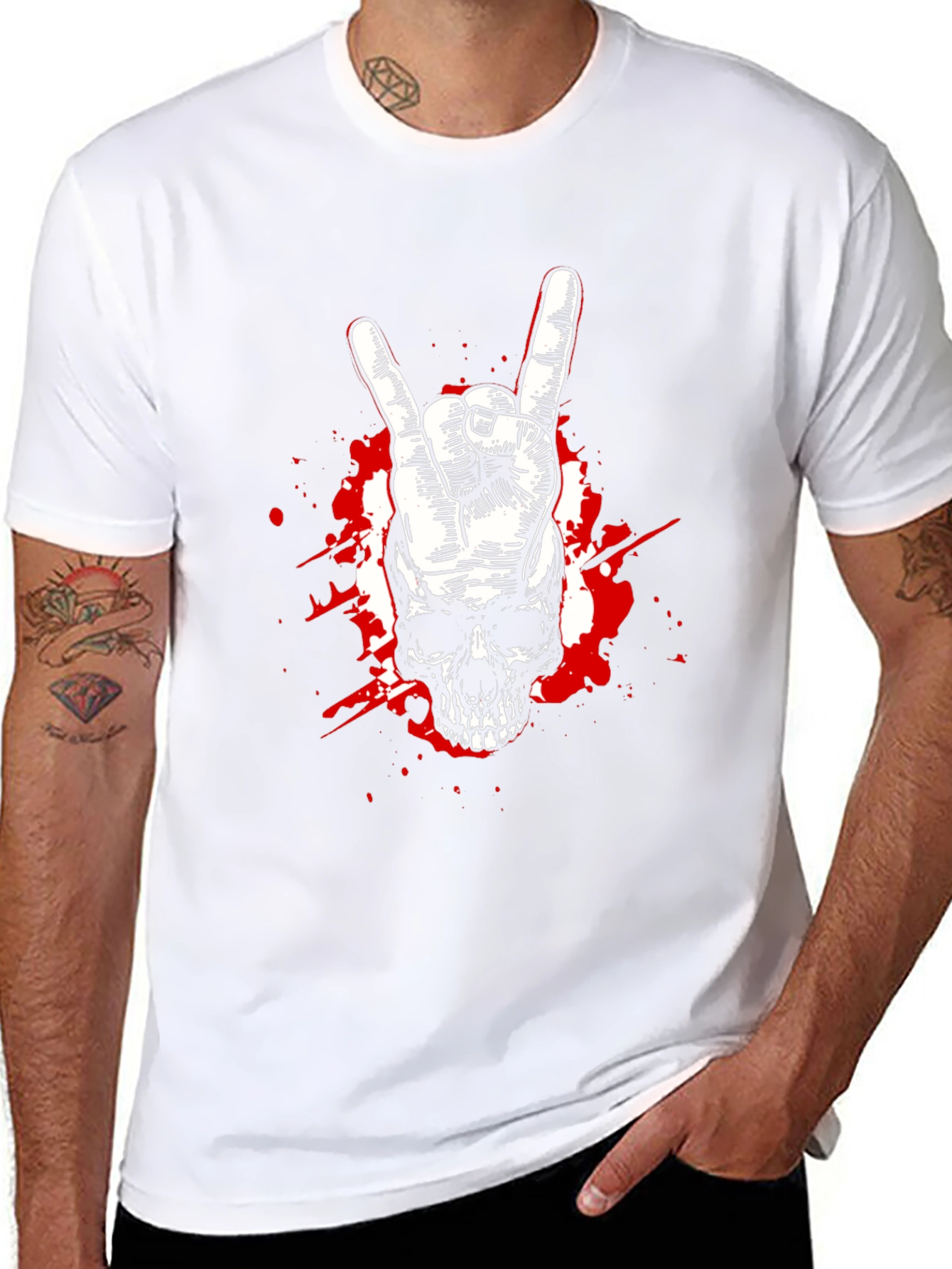Rock On Skull Graphic Tee - Black