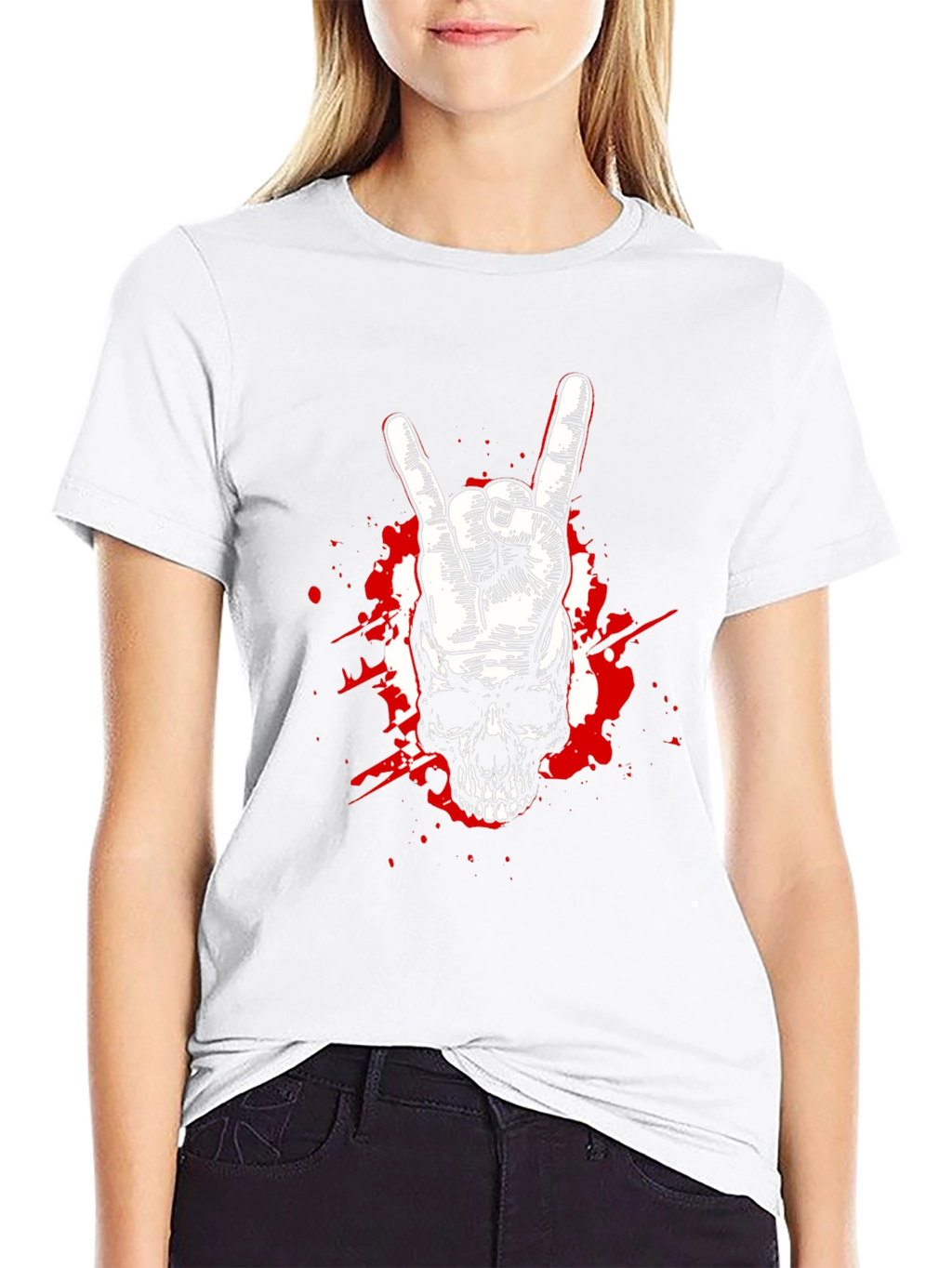 Rock On Skull Graphic Tee - Black