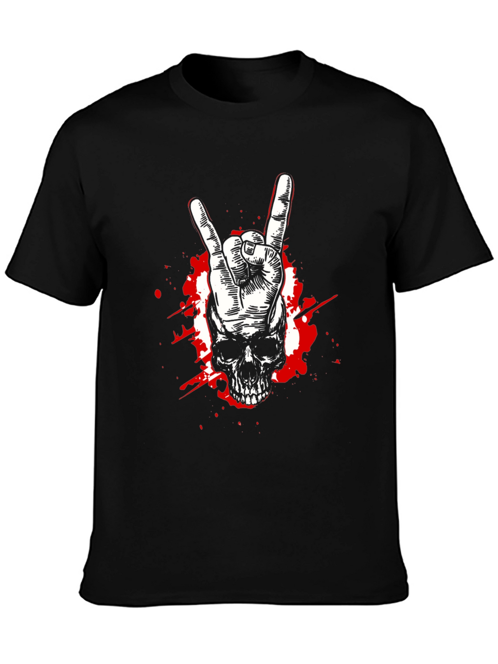 Rock On Skull Graphic Tee - Black