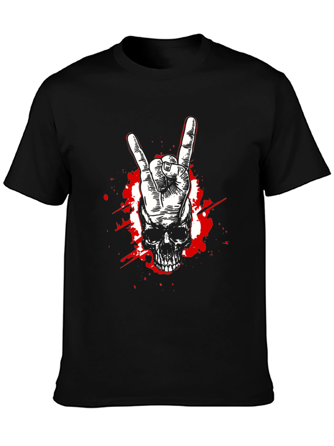 Rock On Skull Graphic Tee - Black