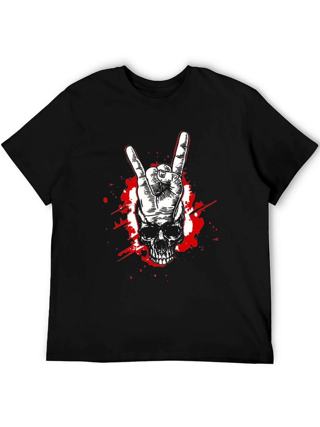 Rock On Skull Graphic Tee - Black