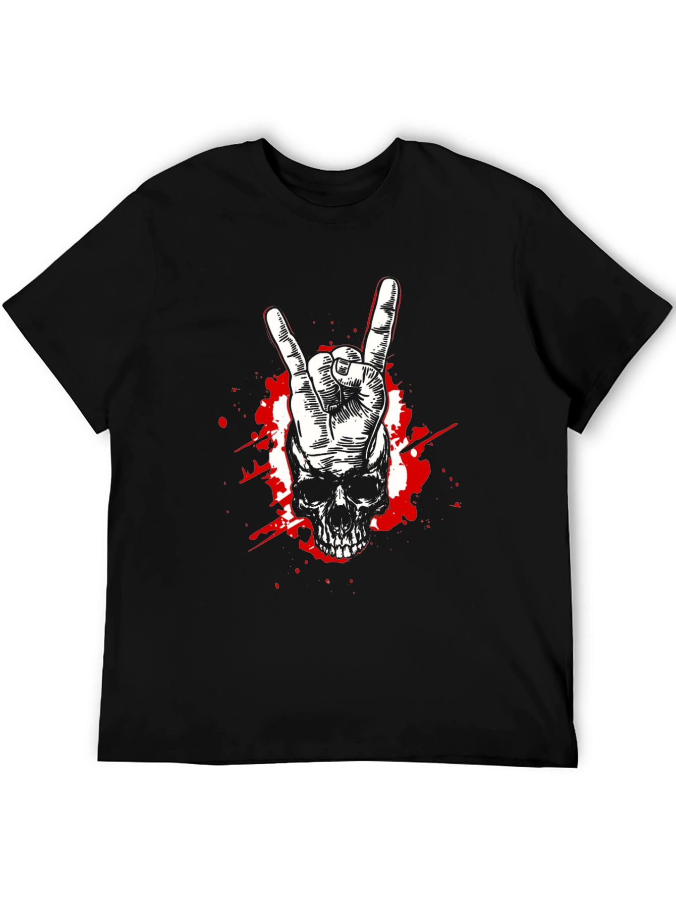 Rock On Skull Graphic Tee - Black