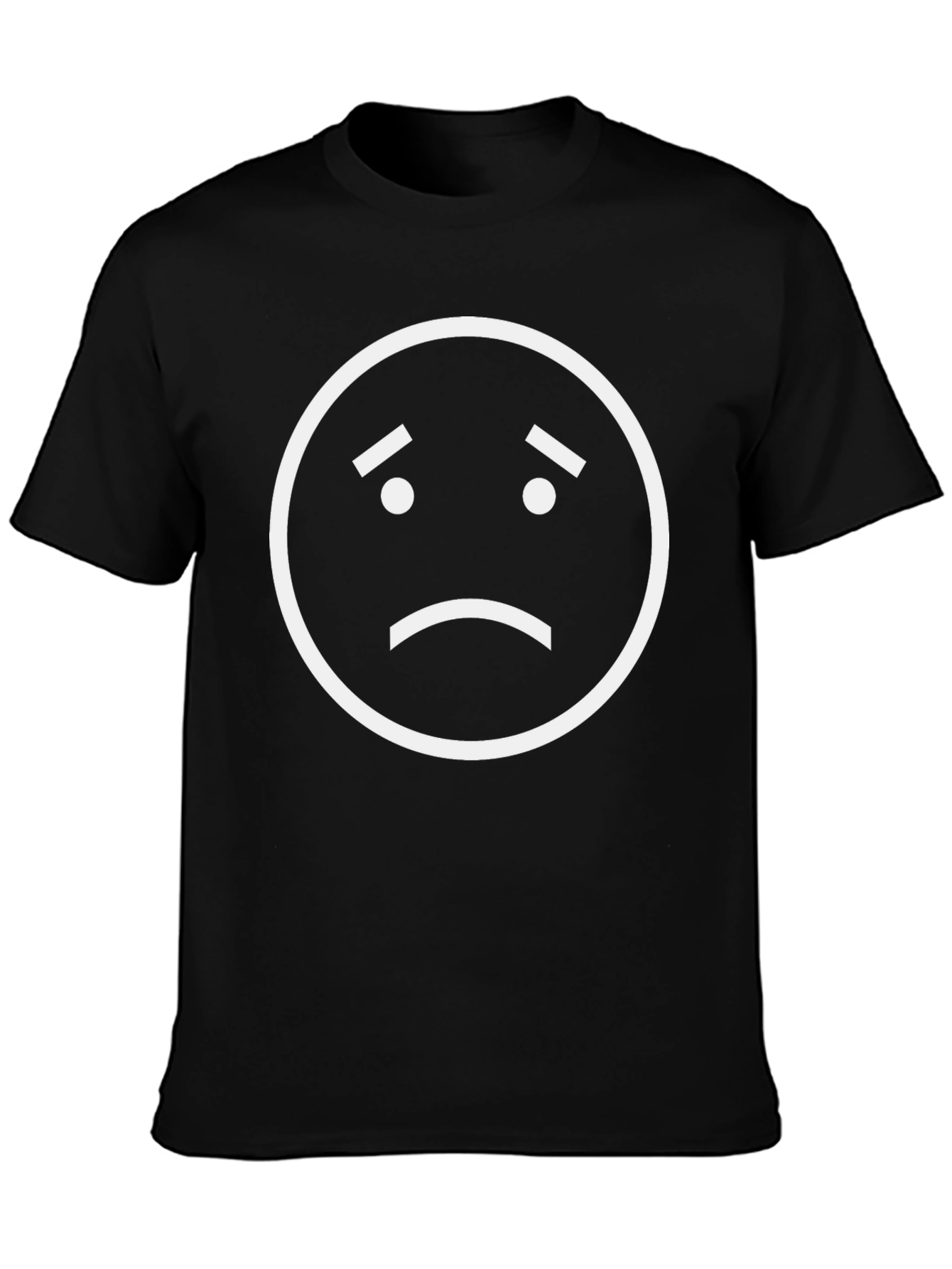 Sad Face Emoji Graphic T-Shirt - Black Cotton Tee