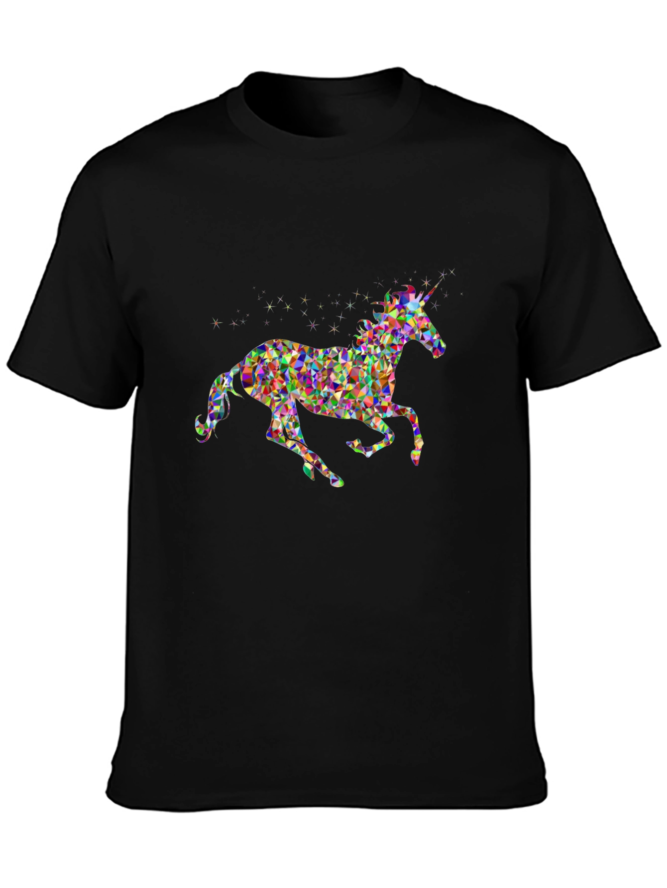 Geometric Unicorn Graphic Tee - Black