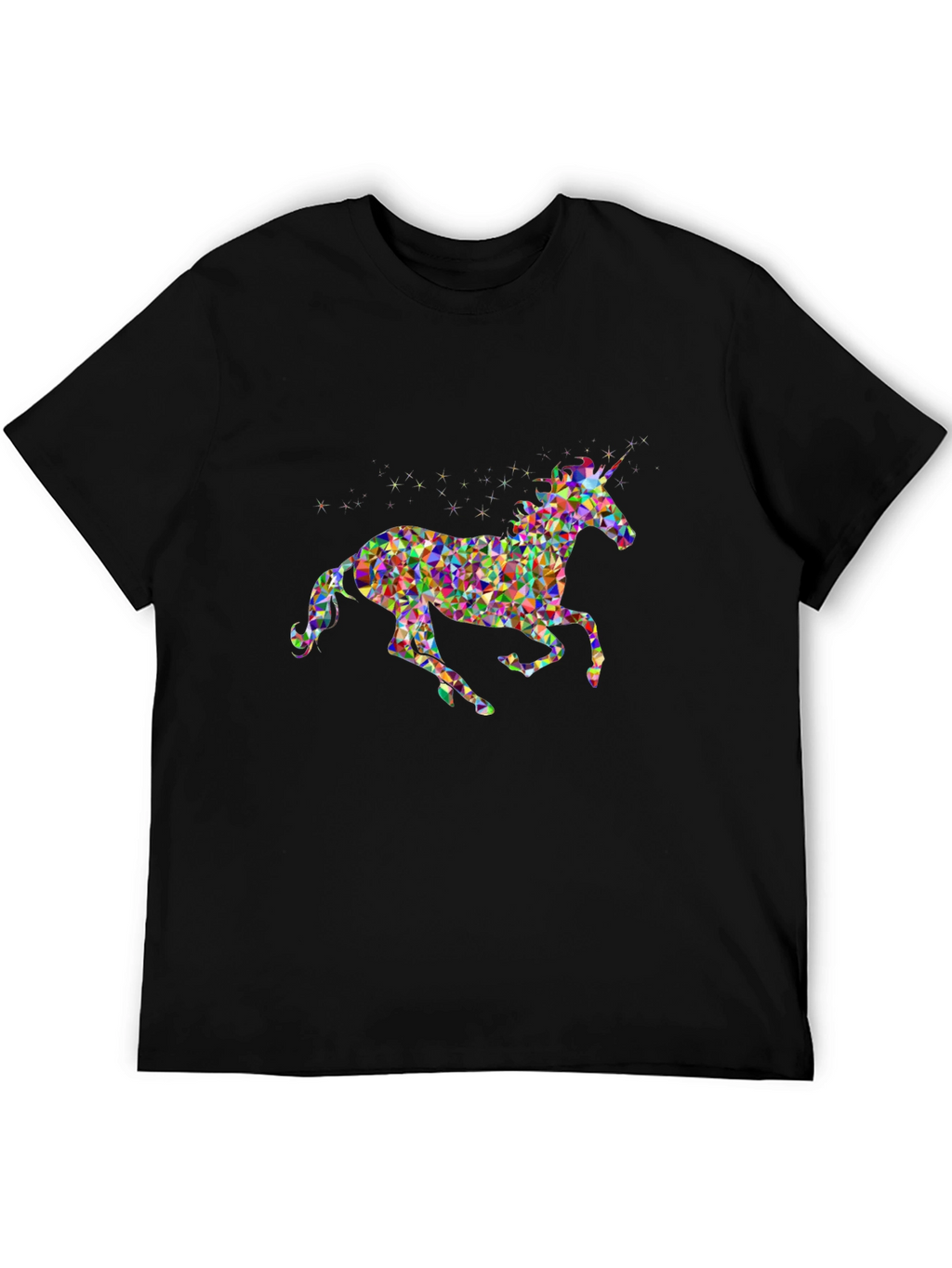 Geometric Unicorn Graphic Tee - Black
