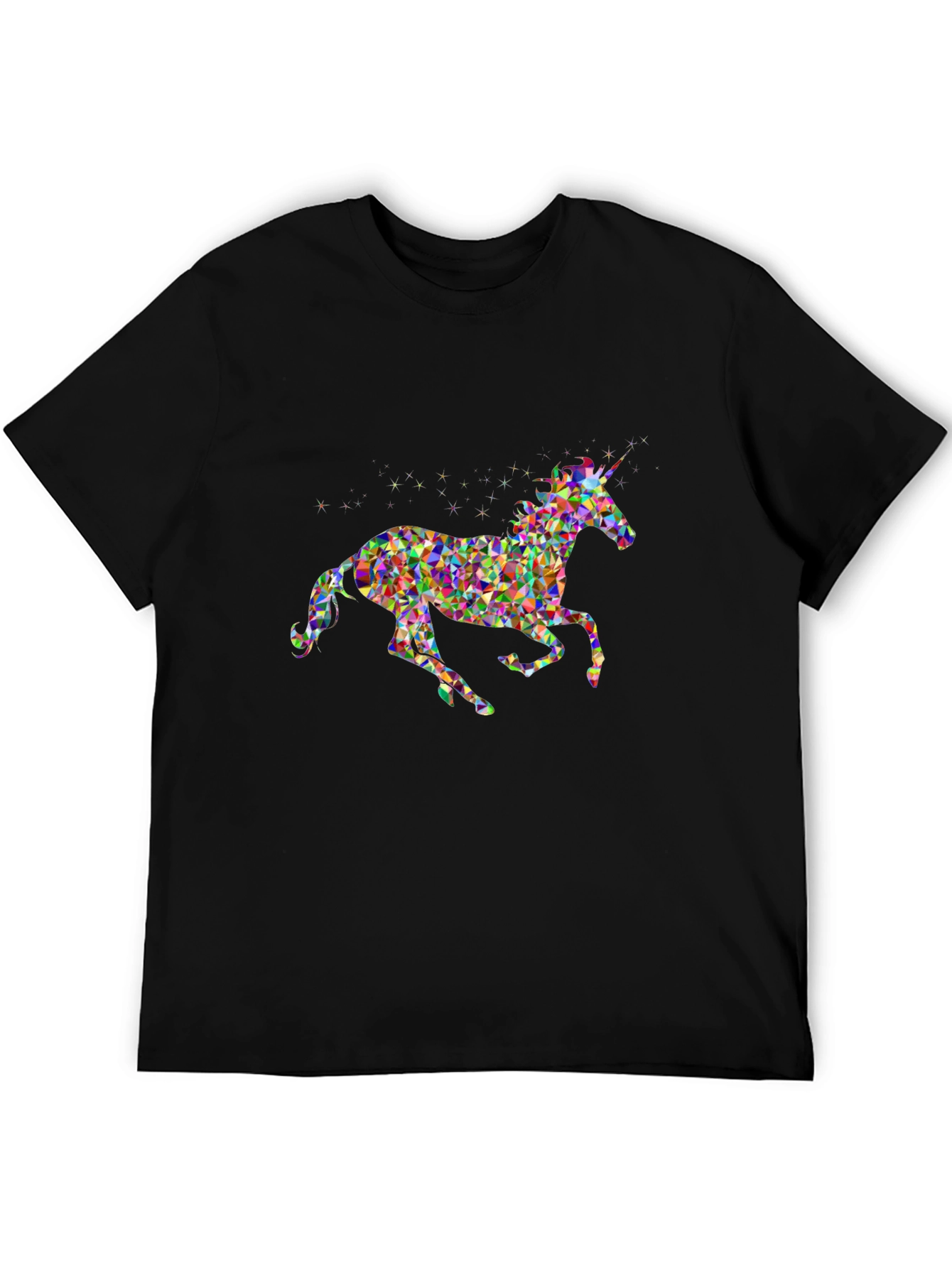 Geometric Unicorn Graphic Tee - Black