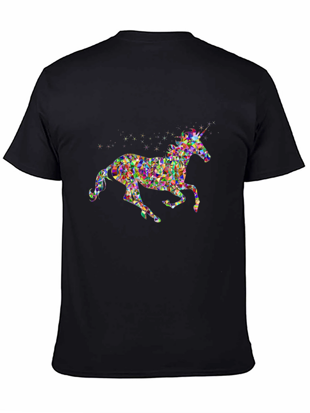 Geometric Unicorn Graphic Tee - Black