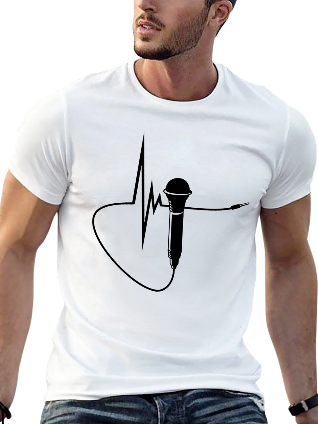 Mic Heartbeat Tee - Music Lovers T-Shirt