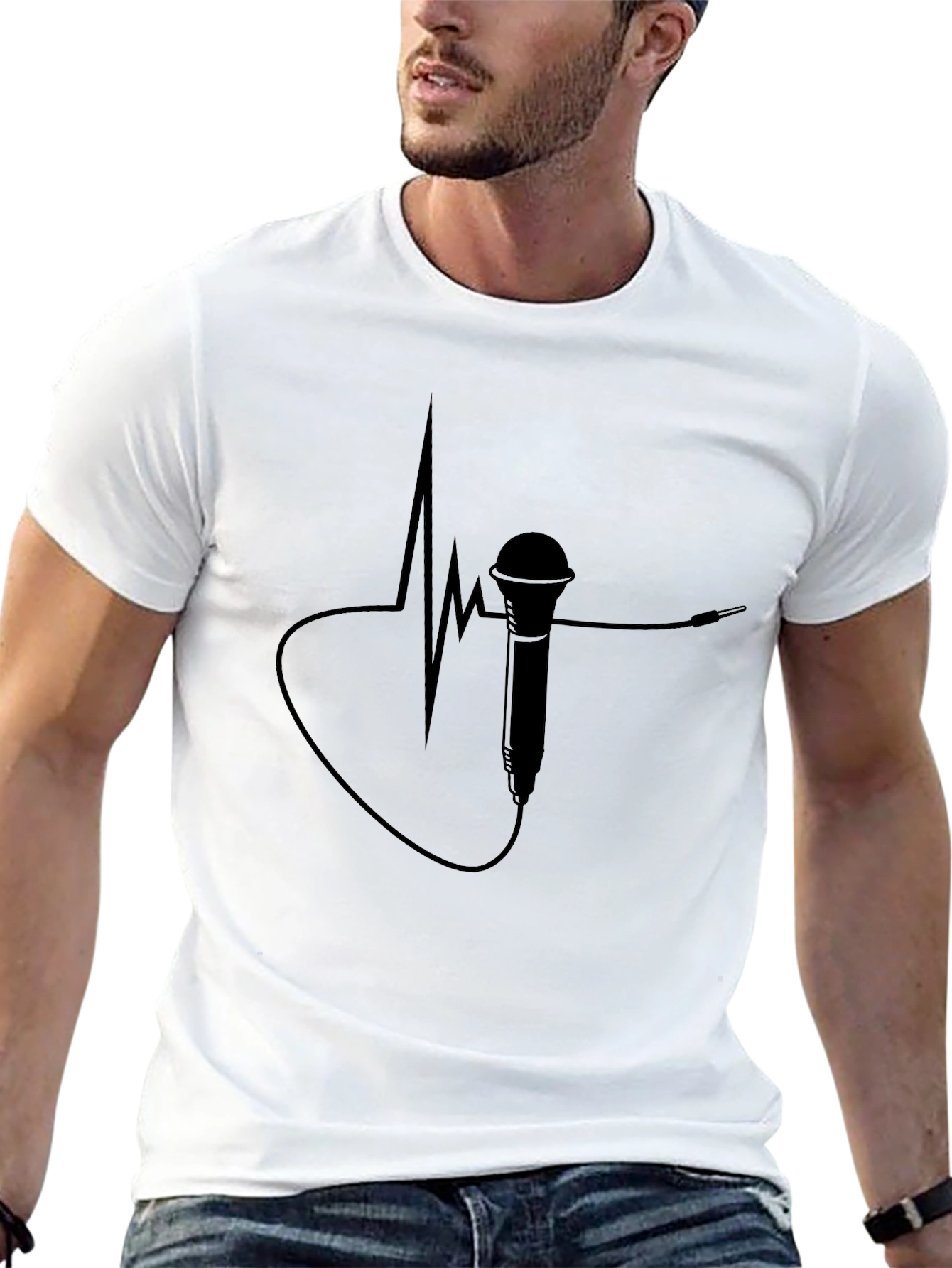 Mic Heartbeat Tee - Music Lovers T-Shirt